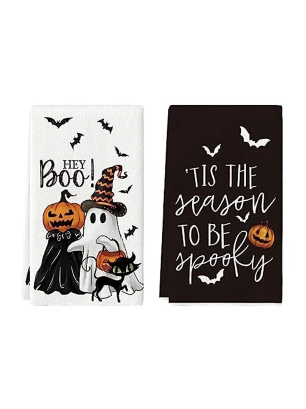 Mode Ghost Cat Halloween Kitchen Towels Set of 2 18x26 Inch
